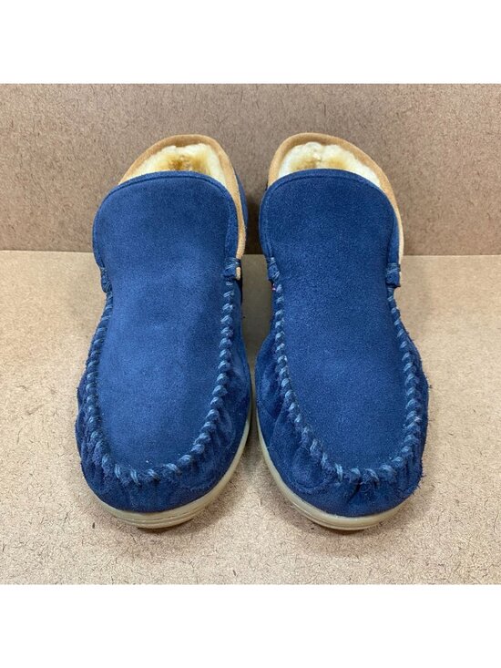 L.L.Bean Mens Wicked Good Boot Moc Slippers Blue Suede Shearling-Lined Size 10 main image 6